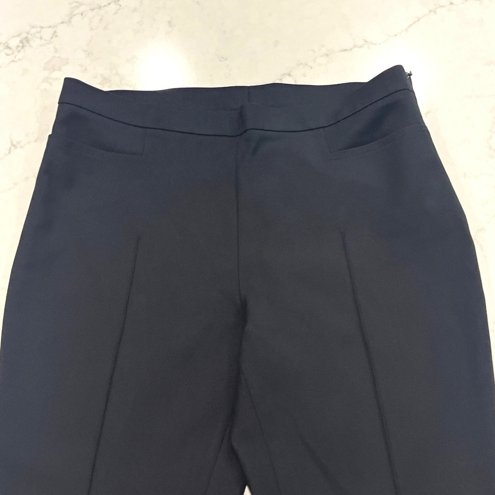 Akris Punto Straight Leg Dress Pants Women 8 Black Side Zip Ankle Pocket Stretch - Picture 5 of 14